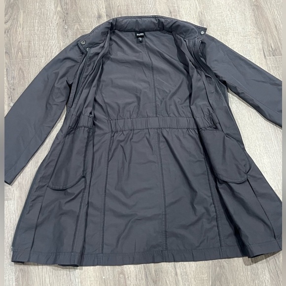 Eileen Fisher M Full Length Rain Jacket Overcoat Packable Hood Waterproof Coat - Picture 7 of 7